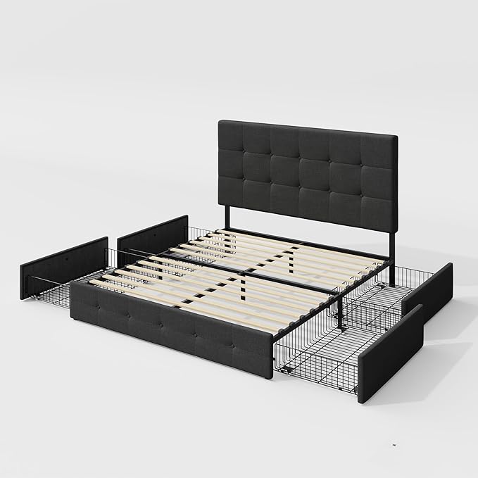 Allewie Upholstered Queen Size Platform Bed Frame