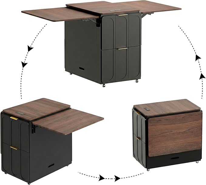 ModernMate 3-in-1 Folding Desk & File Cabinet, Fluted Multi-Storage Workspace
