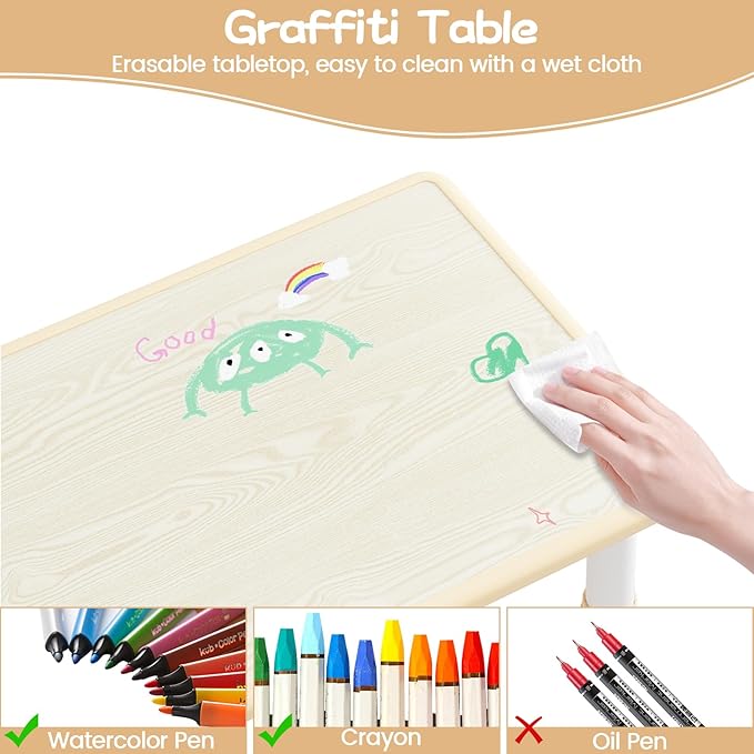GAOMON Kids Table and 2 Chairs Set