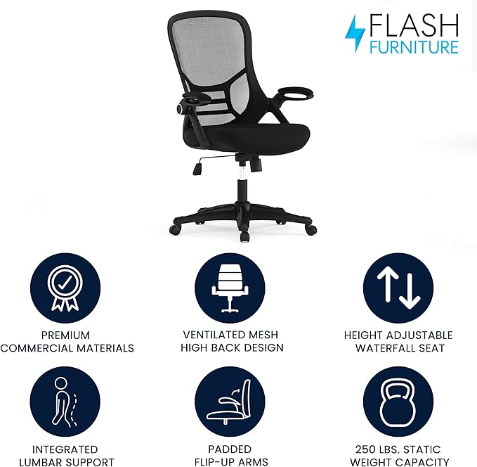 Flash Furniture Porter High Back Black Mesh Ergonomic Swivel Office Chair