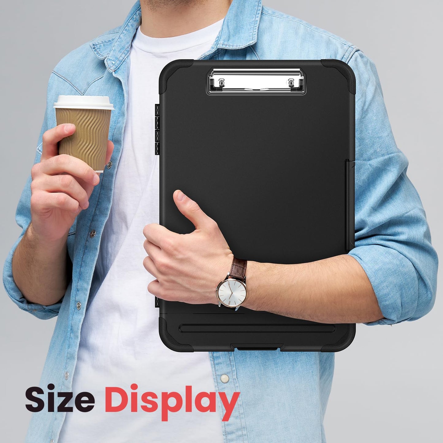 Sooez Reinforced Clipboard with Storage, Inner Plastic Folder Attached, Heavy Duty Plastic Clip Boards 8.5x11 with Pen Holder, High Capacity Nursing Clipboard for Teacher Office Home, Letter / A4 Size