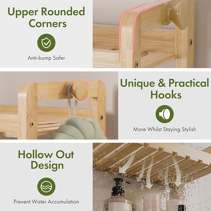 AmazerBath Bamboo Over The Toilet Storage Shelf