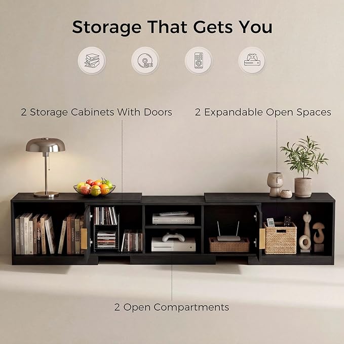 IRONCK TV Stand for 55-80 Inches TVs, Extendable Corner Entertainment Center