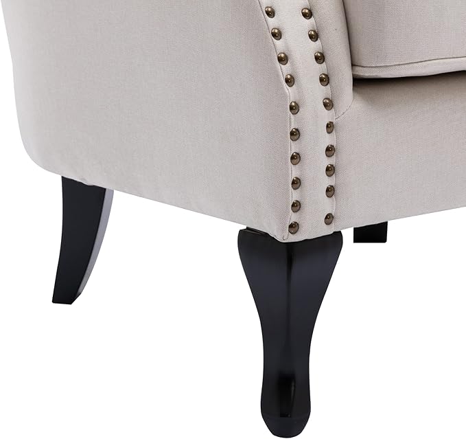 Mid Century Modern Accent Chair Upholstered Armchair Comfy Linen Fabric Single