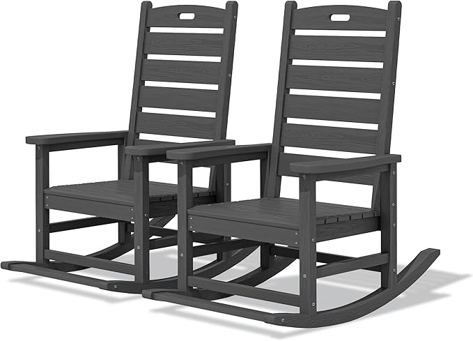 SERWALL Outdoor Rocking Chair Set of 2, Oversized Rocking Chair