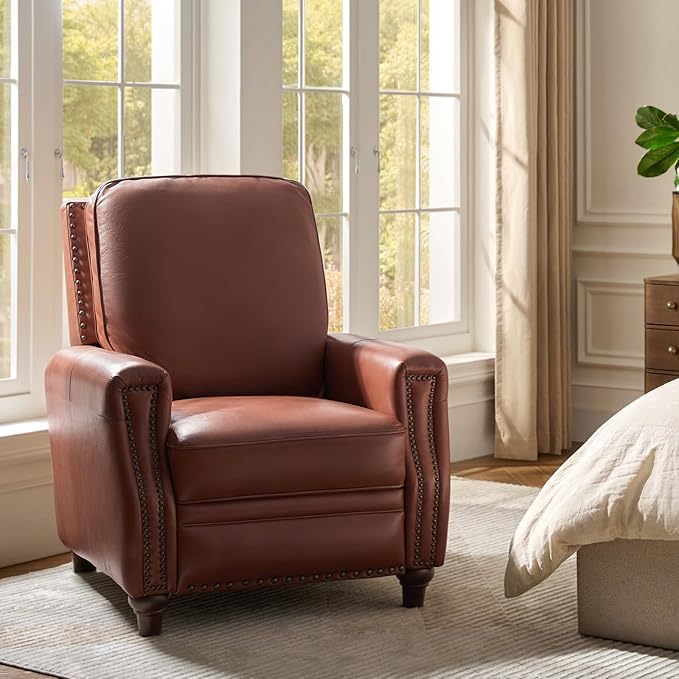 HULALA HOME Genuine Leather Manual Recliner Chair