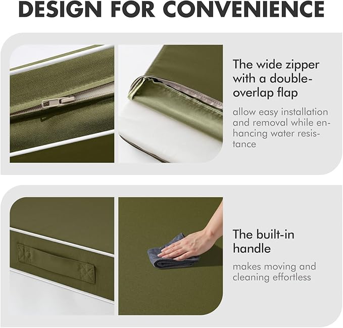 MIULEE Dark Green Outdoor Seat Cushion 24x24 Inch Waterproof & 3 Year Fade