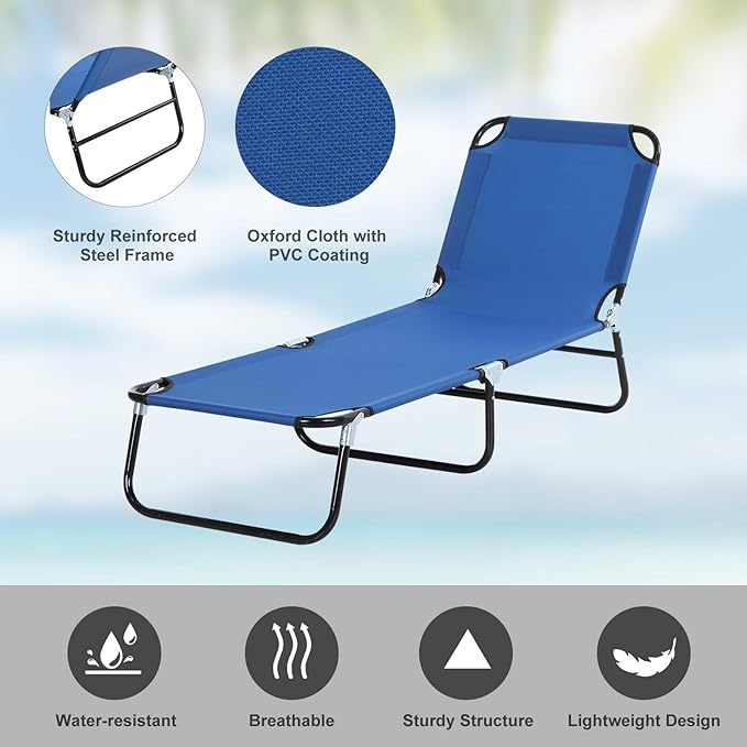 Outsunny Folding Chaise Lounge Pool Chairs, Outdoor Sun Tanning Chairs
