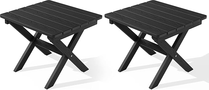 SERWALL Folding Outdoor Side Table Set of 2, Portable Adirondack Side Table