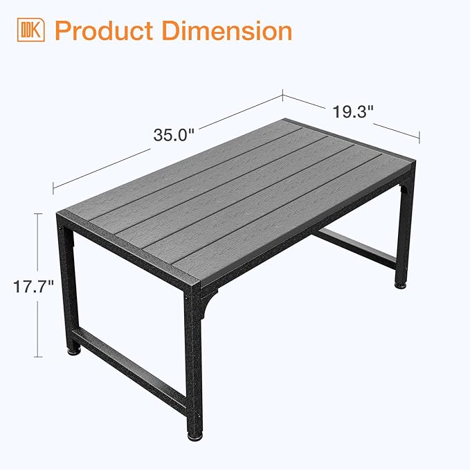 ODK Outdoor Coffee Table, Rectangle Weather-Resistant Patio Coffee Table