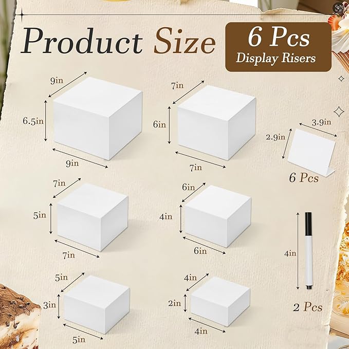 6 Pcs Buffet Risers, Display Stand Shelf