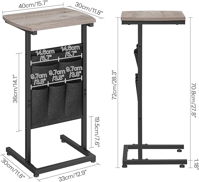 HOOBRO C Shaped End Table, 28.3" Side Table