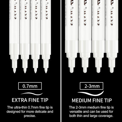 SFAIH Acrylic White Paint Pens - 8 Pack 2-3MM Medium Tip & 0.7MM Extra Fine Paint Marker for Rock Painting, Wood, Metal, Fabric, Plastic, Canvas, Glass, Ceramic, Diy Crafts, White Out Pen