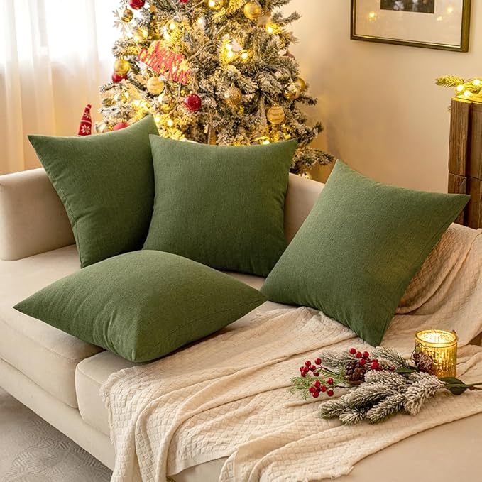 MIULEE Pack of 2 Decorative Outdoor Solid Waterproof Throw Pillow Covers Faux