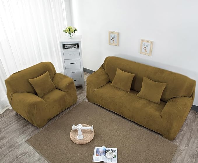 vctops 1-Piece Velvet Plush Stretch Chair Sofa Slipcover Soft Fuzzy Fluffy