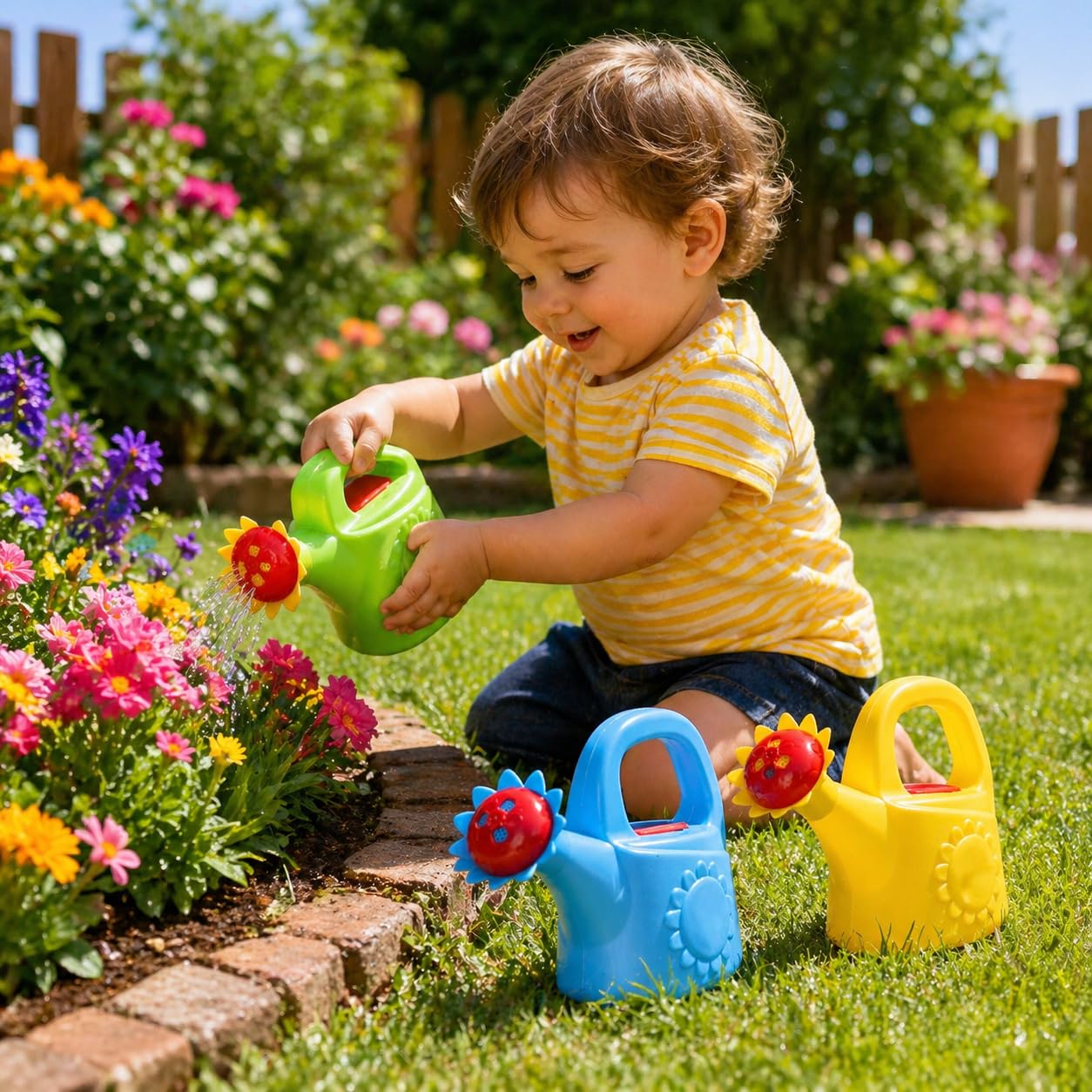 Garneck 3pcs Kids Watering Can Bath Toy Set: Toddler Small Watering Cans for Kids Plastic Garden Water Play Toys Boys Girls Indoor Outdoor Pretend Play Beach Backyard Fun(Random Styles)