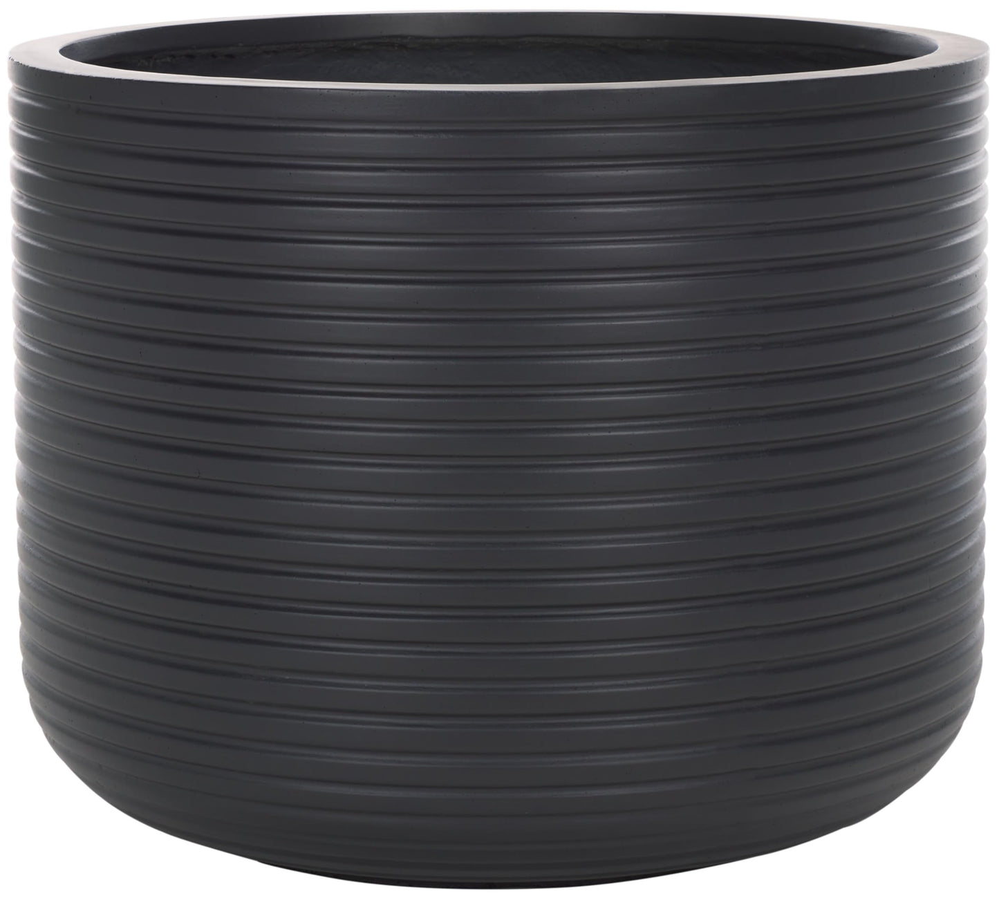 SAFAVIEH Outdoor - Nardo Black Cement Ficonstone Planter Pot with Drainage Hole, Frost Resistant Garden Planter for Patio, Deck, Backyard, 22.83" W x 22.83" D x 18.11" H (PAT1531A)