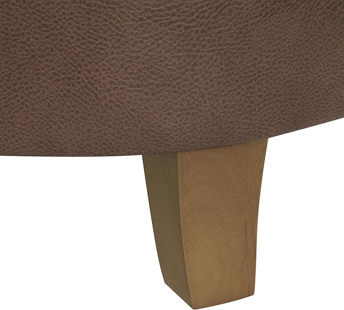 Homepop Home Decor | Upholstered Round Faux Leather Tufted Foot Rest Ottoman |