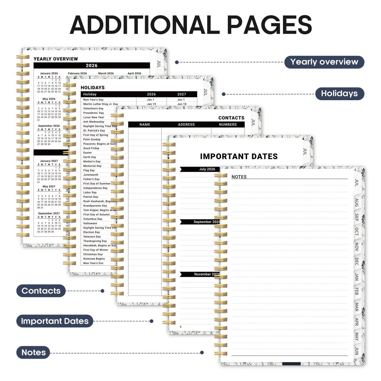 Planner 2026-2027, Academic Year Weekly and Monthly Calender Planner, from Jul 2026 - Jun 2027, Spiral Bound School Planning Book, Perfect for Teacher, Student, Women & Men, A5 (6.3" x 8.5"), Butterfly Grove