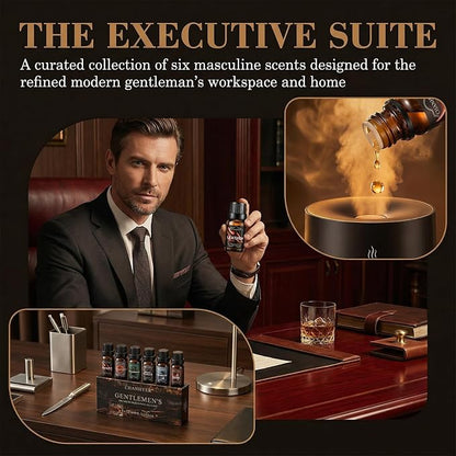 Essential Oils for Diffusers for Home Gentlemen's Set Fragrance Scents 6x10ml-Leather,Sandalwood,Cedarwood,Smoke Vanilla,Cologne,Rum for Aromatherapy,Humidifiers&Massage