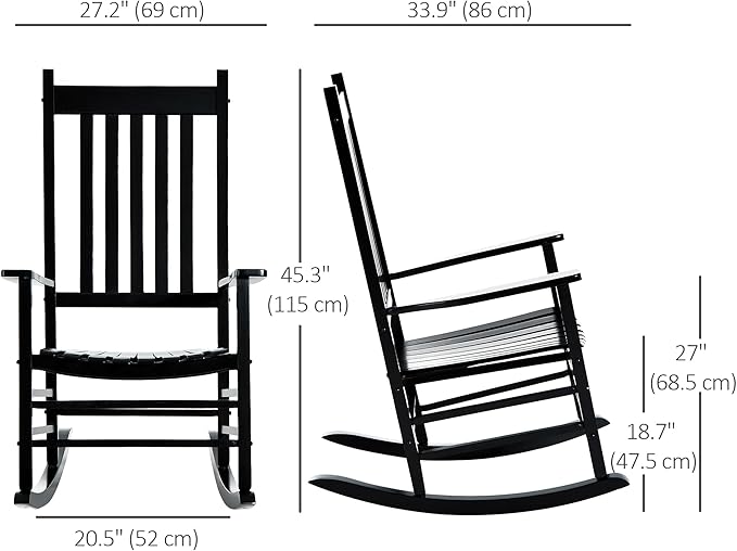 Outsunny Outdoor Rocking Chair, Patio Wooden Rocking Chair