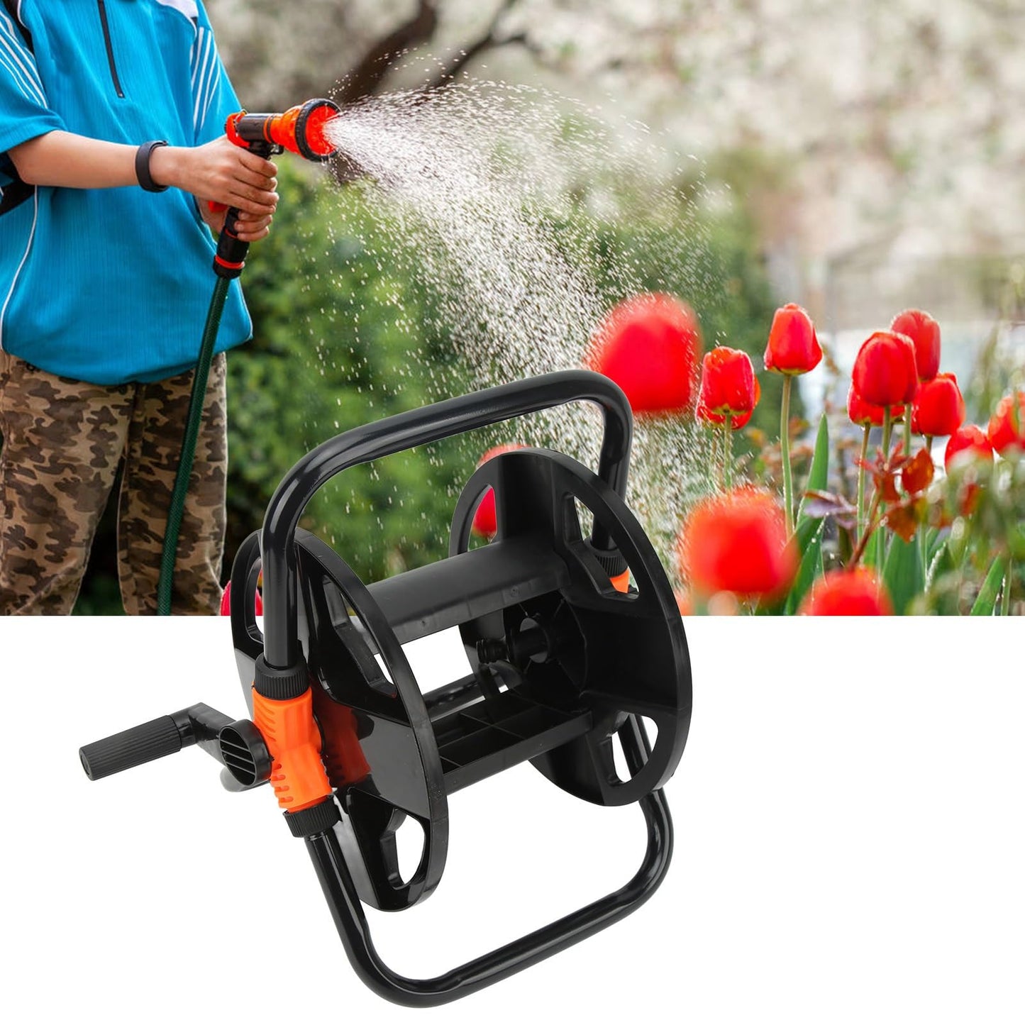 Gazaar Hose Winding Storage Reel Garden Hose Reel Single Arm Hose Reel Water Pipe Storage Rack Abs Single Arm Tool for Garden Car Washing Watering