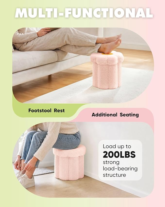B FSOBEIIALEO Storage Ottoman Foldable, Sunflower Shaped Small Footrest