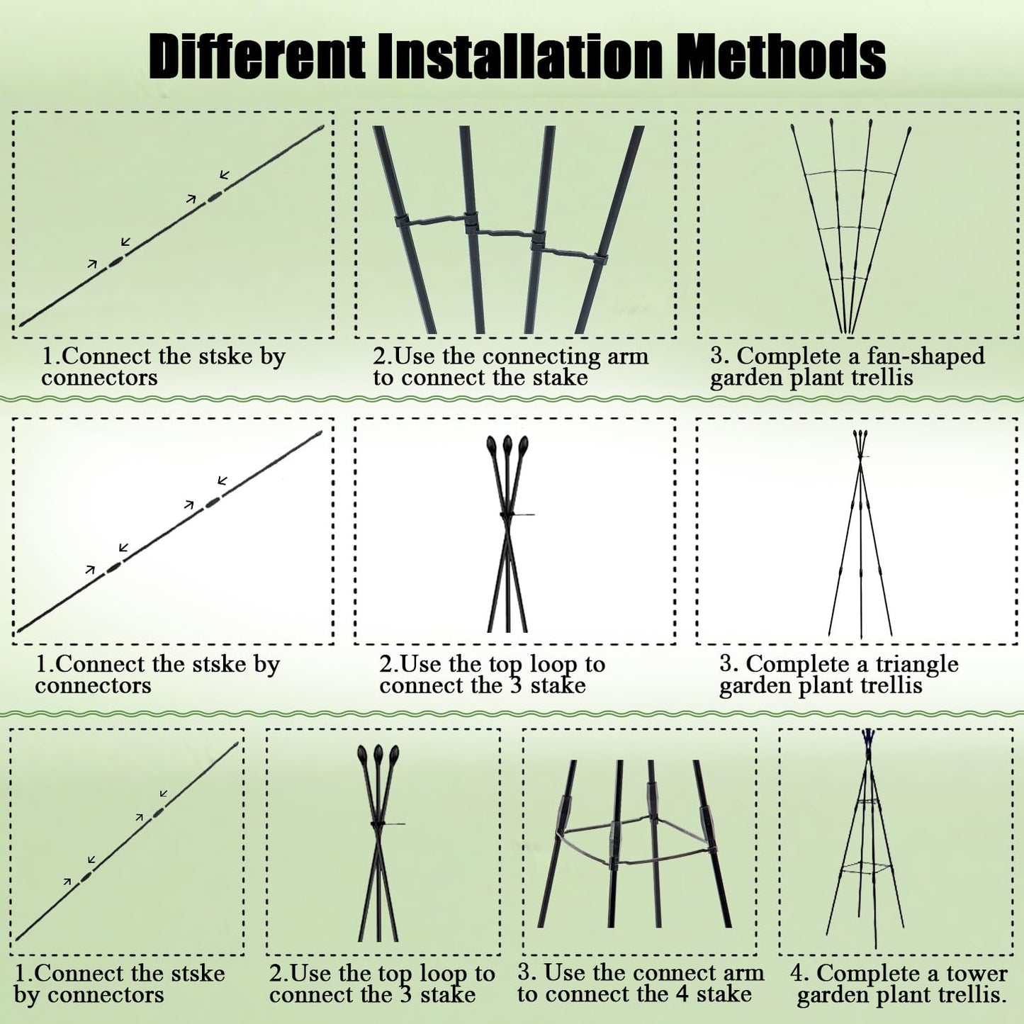 Garden Trellis for Climbing Plants Outdoor & Indoor, 47in Plant Trellis for Vines, Flowers,Tomato cage 3 Shapes Rustproof Plant Support Trellis for Potted Plants,Rose, Cucumber, Pea, Tomato