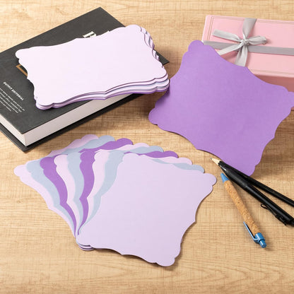 50 Pack Blank Kraft Cards Cardstock Thick Paper Brown Greeting Cards for DIY Gift Card Menus, Baby Shower and Wedding Invitations (Purple, 5 Colors, 5x7IN)