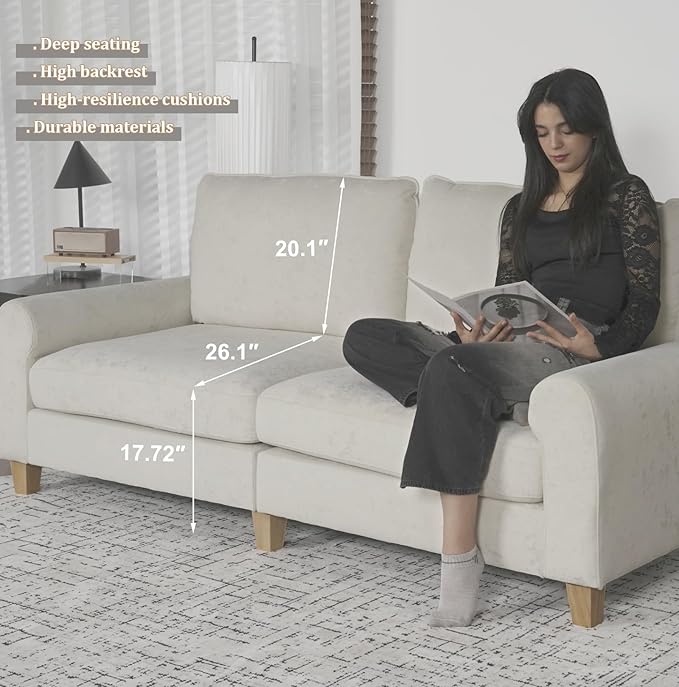 EASE MOOSE 70.6" Modern Deep Seat Loveseat Couch, Soft Velvet Sofa