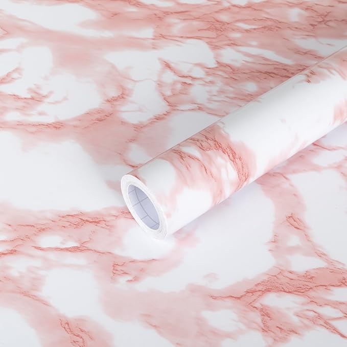practicalWs White/Pink Marble Contact Paper Granite Peel and Stick Countertops