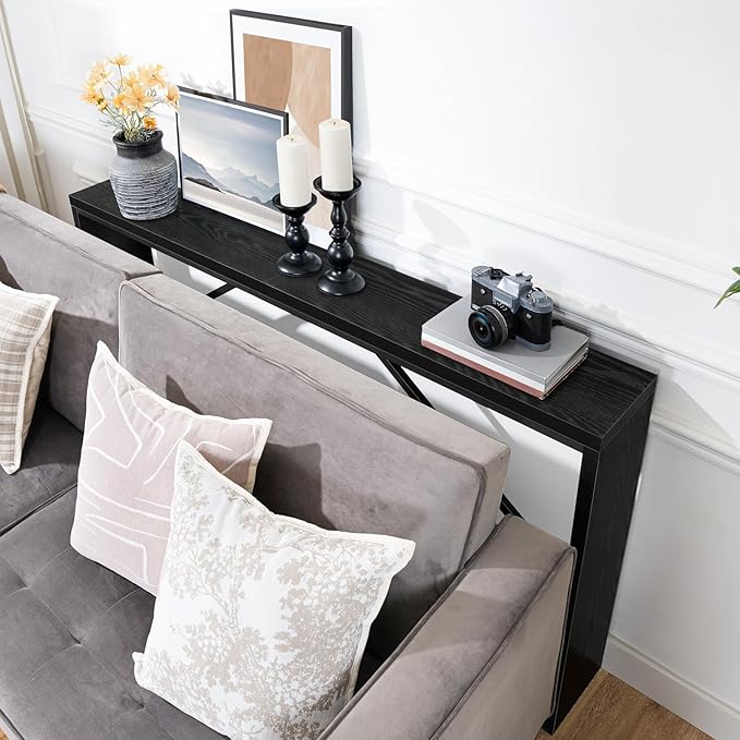 MAHANCRIS Console Table, 62.2" Long Sofa Table Behind Couch, Narrow Entryway