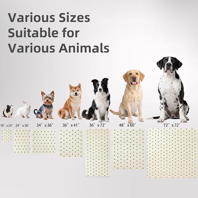 PUPTECK Washable Pee Pads for Dogs - Waterproof Reusable Puppy Potty Training Pads Whelping Mat - Fast Absorption Non-Slip Pet Food Feeding Mat (Beige, 48x60 Inch (Pack of 2))