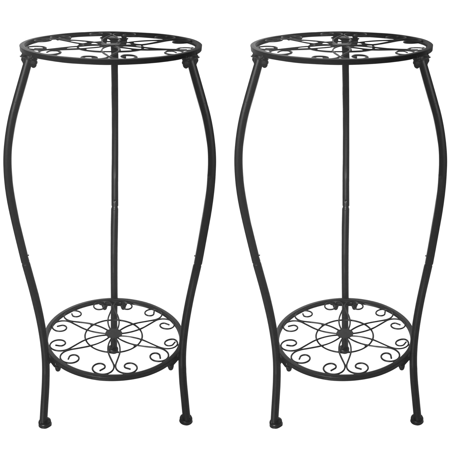 NOAMOO Metal Plant Stand 2 Tier Indoor Outdoor, Tall Flower Pot Shelf Rustproof Stable Corner Stand, 25.2 inch Multiple Plant Display Rack for Living Room Patio Balcony Garden, 2 Pack