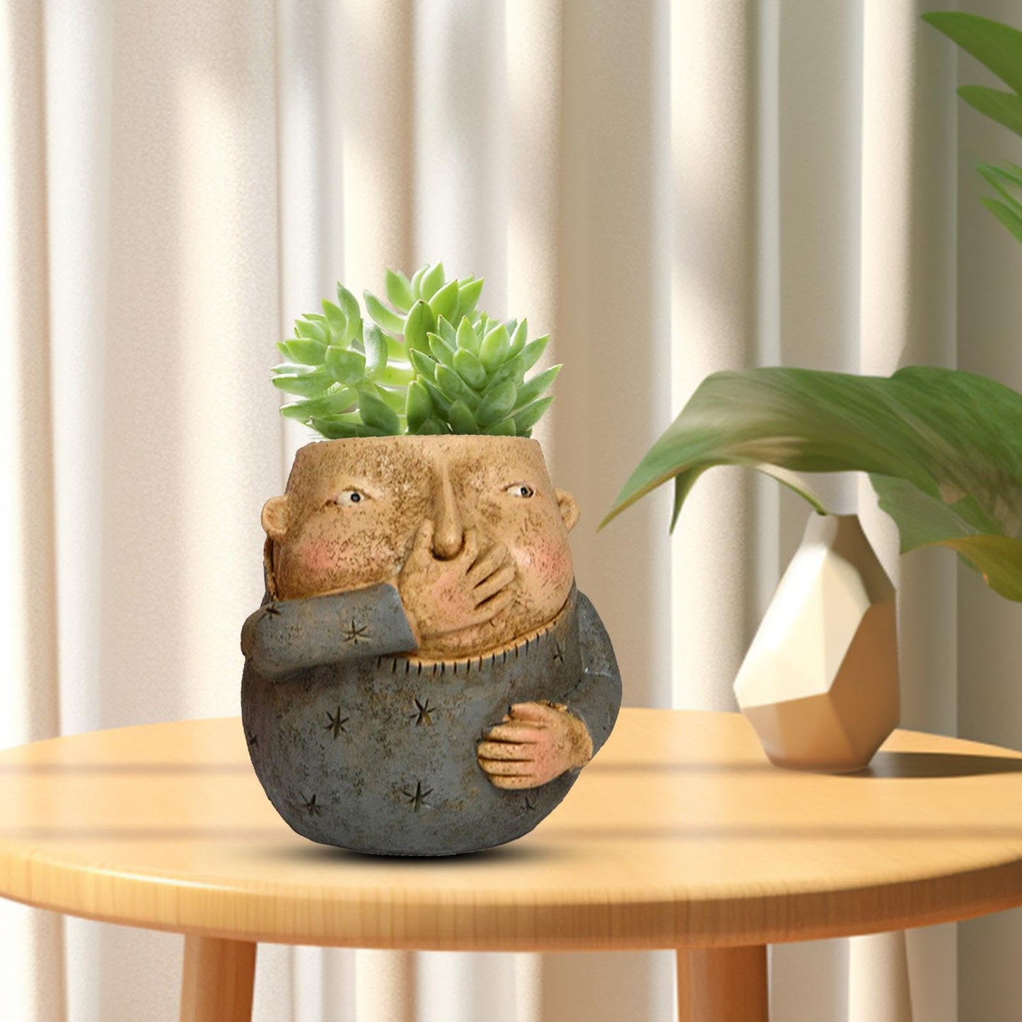 Big Heads Planter - Girl Face Planter, Cute Face Heads Planter Resin Cactus Holder Planter | Girl Planter Heads Pot, Indoor Unique Face Flower Planter Boys Girls