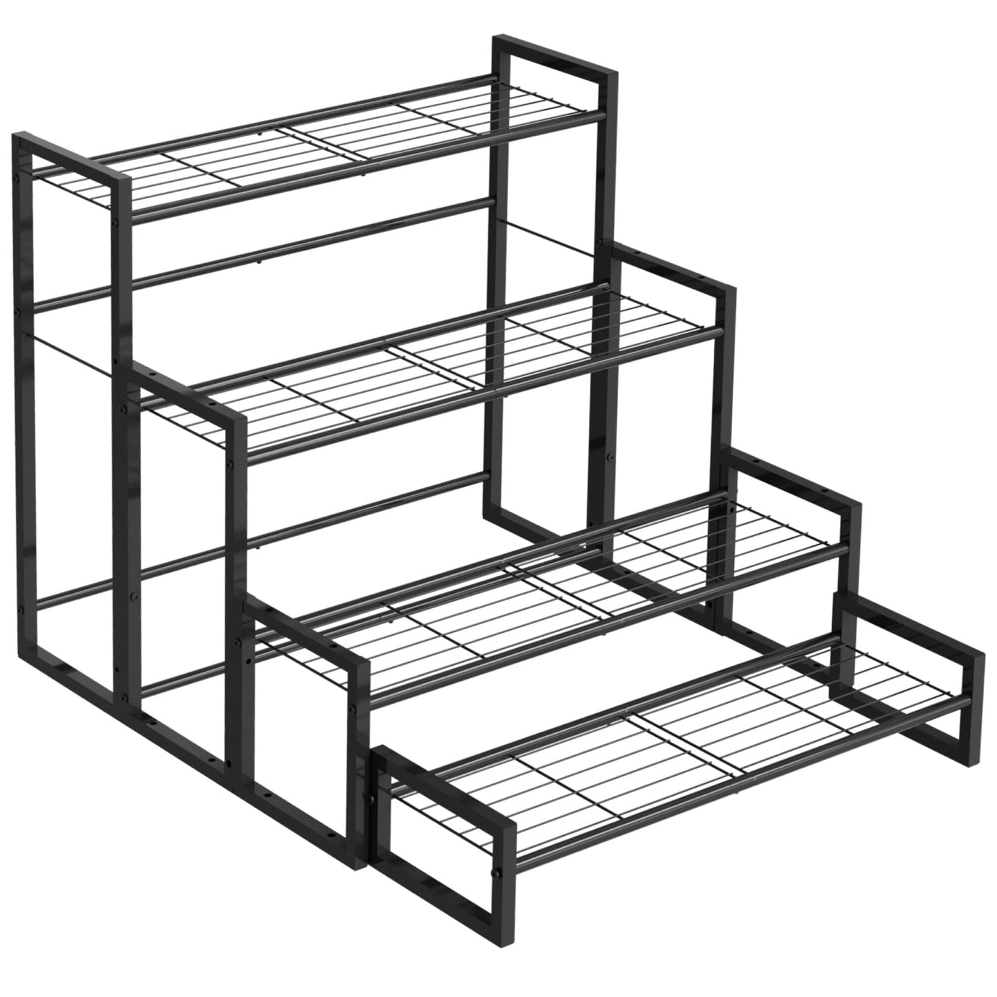 VyGrow Plant Stand, 4 Tier Stackable Tiered Plant Stand, Scalable Heavy Duty Tall Plant Shelf for Indoor Outdoor, Garden, Display Shelves, Flower Pot Holder, Black