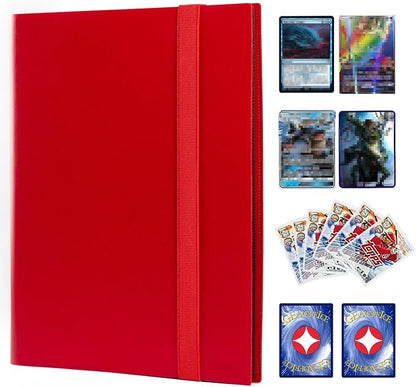 GEAoffice Card Binder, 9 Pockets Trading Card Album Folder, 360 Side Loading Pocket Binder for MTG and Other TCG, Red