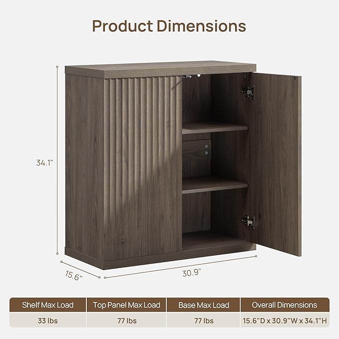 SICOTAS Buffet Cabinet with Storage Accent Sideboard Modern Credenza with Doors