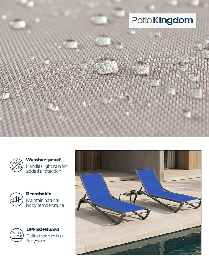 Patio Chaise Lounge Chairs Set of 6, All-Weather Aluminum Pool Loungers