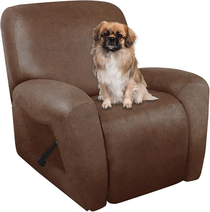 ANARACHON Leather Look Oversize Recliner Chair Covers, Thick 4 Pieces Recliner