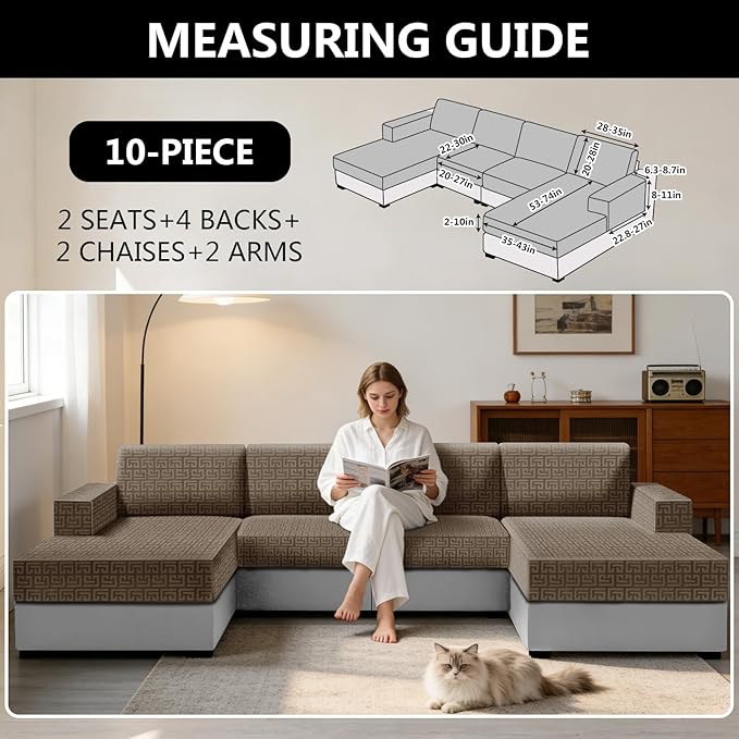 UNBBRRL 10 Pieces Stretch Sofa Cushion Covers