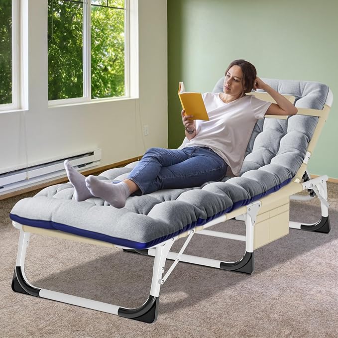 ABORON Heavy Duty Tanning Chair, Outdoor 5-Position Folding Chaise Lounge Chair