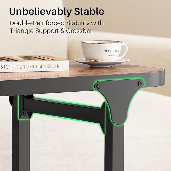 Kitstorack Ultra Stable & Durable End Table, Ajustable Height C Shaped Side