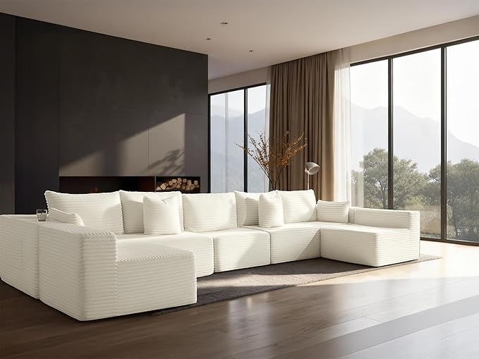 168" Cloud Sectional Couch, Comfort U Shaped Sofa