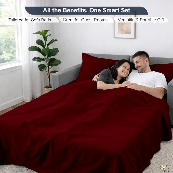 Cottington Lane Sleeper Sofa Sheets Queen Size, 4 Piece Premium Quality 100%