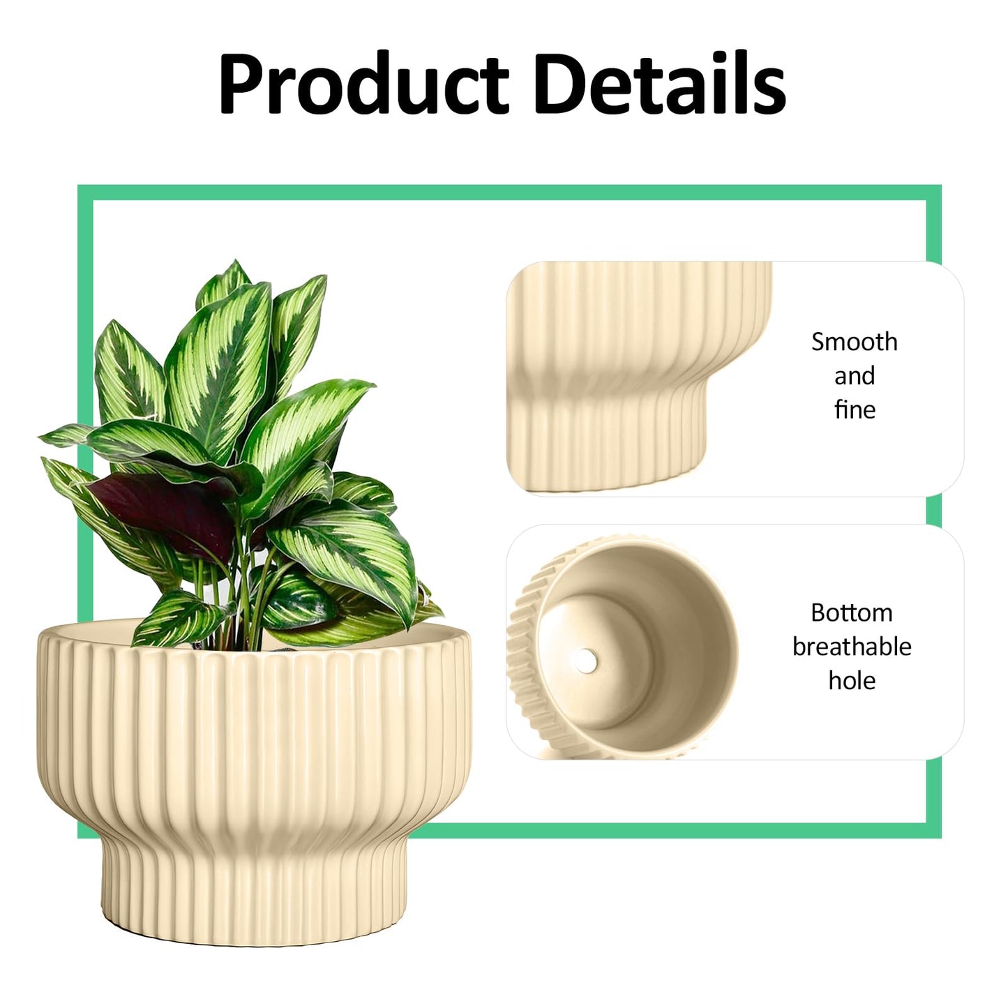 OXART Ceramic Pots for Plants, 7.7 Inch Round Plant Pot with Drainage Hole, Modern Outdoor Flower Pots Home Garden Decorative Planters for House Plants Indoor Planters (Yellow)