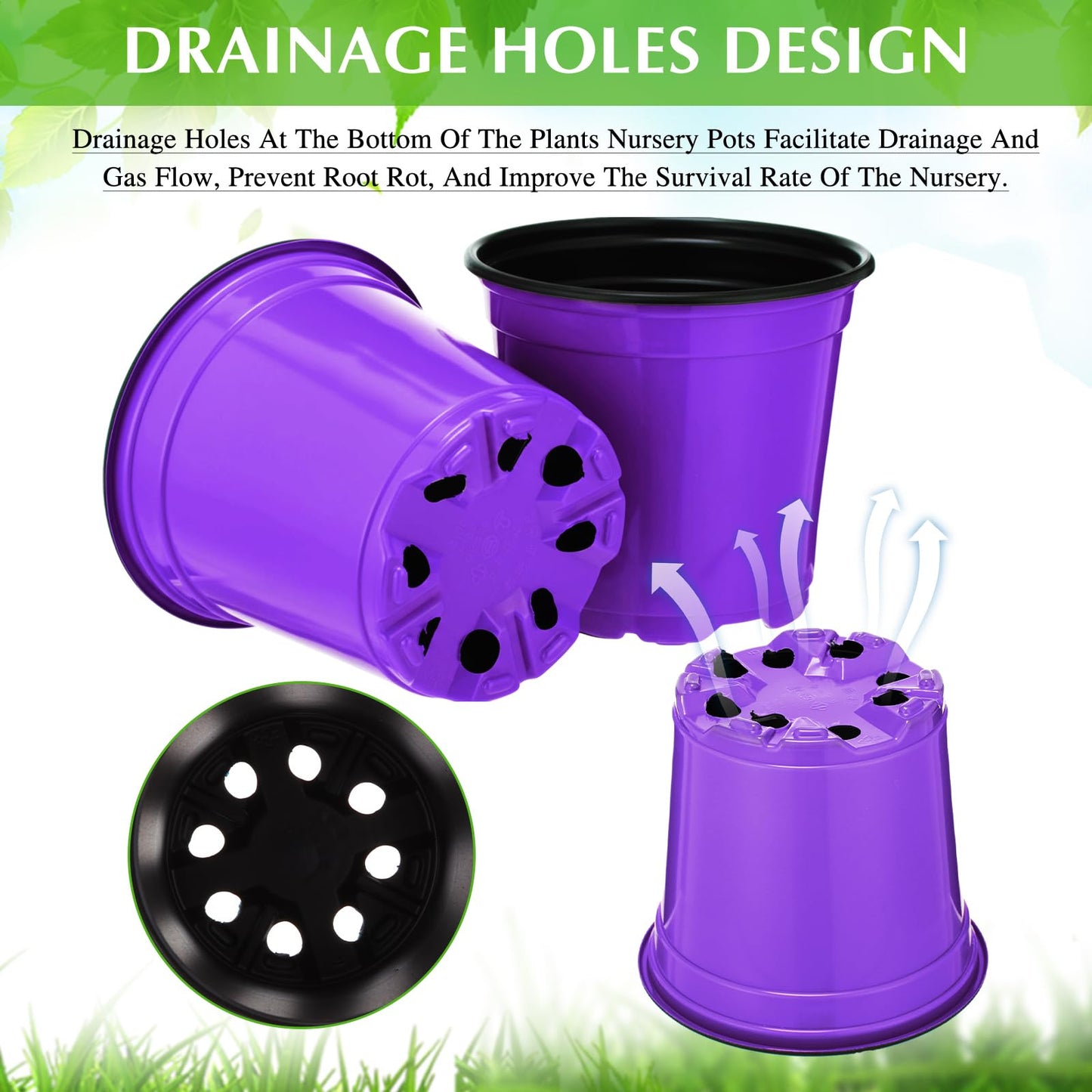 Havawish 150 Pcs 4 Inch Plastic Nursery Pots Seedling Starting Pots with Drainage Holes Thicken Flower Planters Seed Starting Indoor Outdoor for Seedling Cutting Transplanting(Purple)
