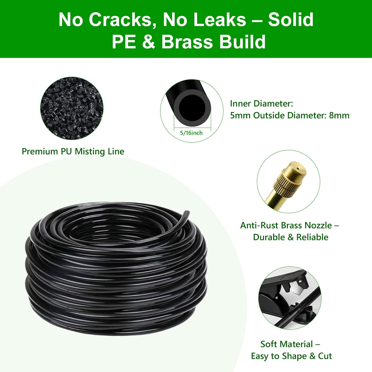 HEKIWAY 80FT Drip Irrigation System for Garden – Automatic Watering Kit with Solid Brass Metal Connectors, 360° Bendable Tubing &22 Adjustable Nozzles for Greenhouse, Lawn, Yard & Plants