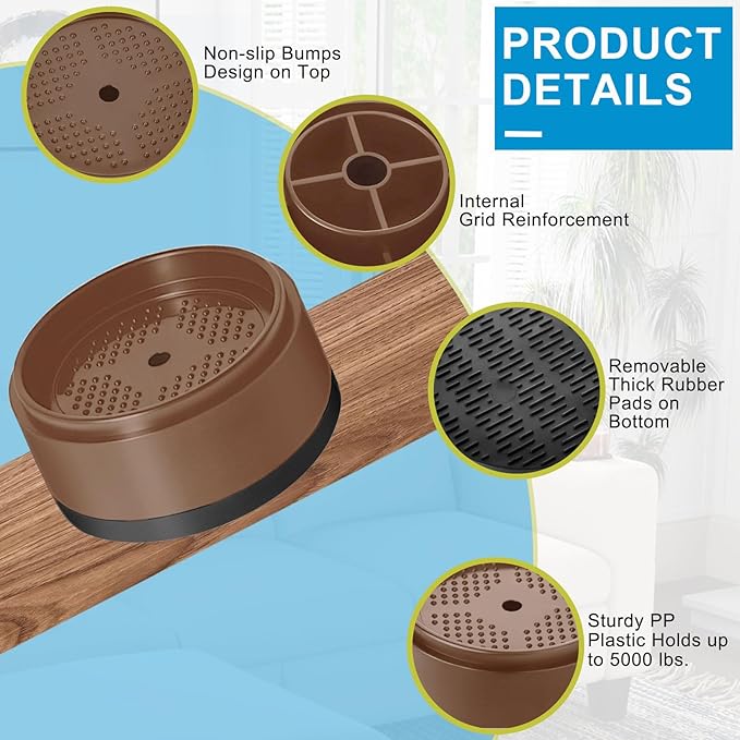 Bed Risers 1 inch, 2 inch, 3 inch, 4 inch Heavy Duty, Adjustable Furniture Riser
