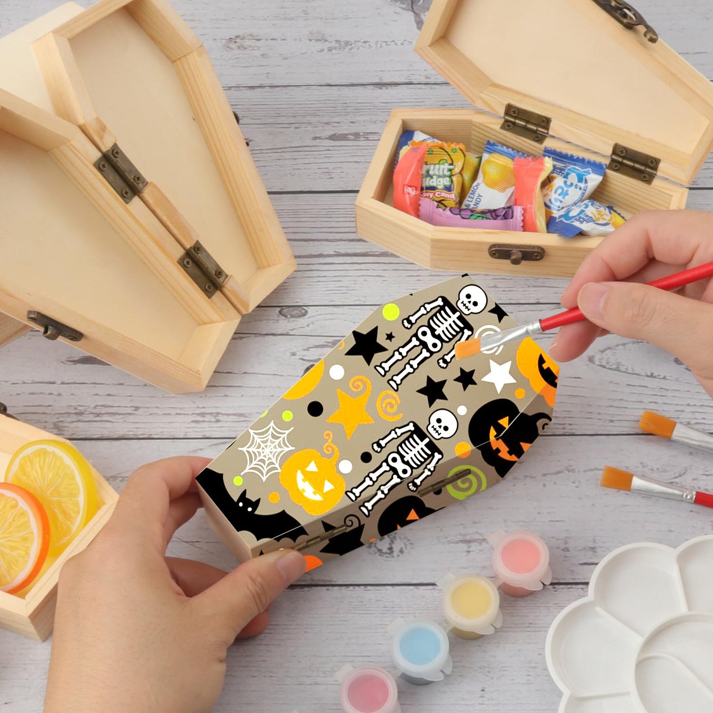 Yiksonyo 10 Pack 6 Inch Unfinished Wood Coffin Box, Wooden Coffin Box for Halloween Decor, Party Favors, and DIY Crafts